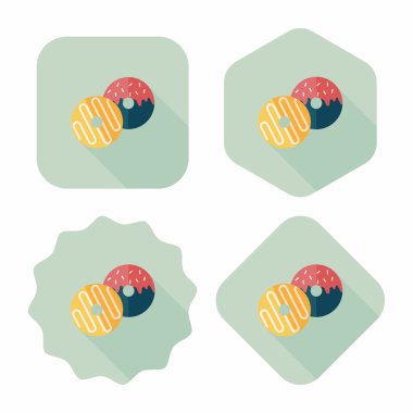 Donut düz simgesi ile uzun gölge, eps10