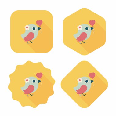 Düğün kuş düz simgesi ile uzun gölge, eps10