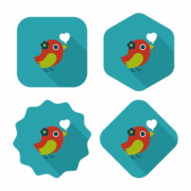 Düğün kuş düz simgesi ile uzun gölge, eps10