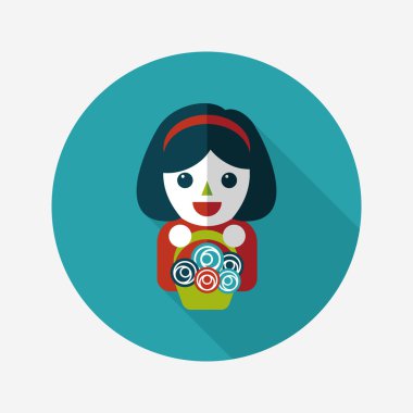 düğün çiçeği kız düz ikon, uzun gölge, eps10