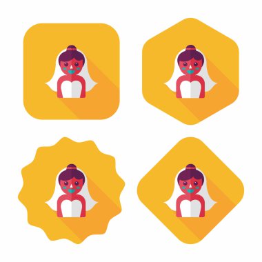 Gelinin düz ikonu, uzun gölgeli, eps10