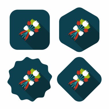 Düğün Çiçek düz simgesi ile uzun gölge, eps10