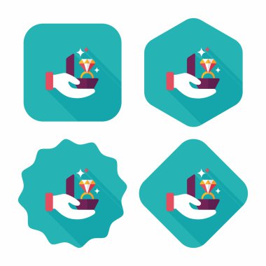 Elmas yüzük düz simgesi ile uzun gölge, eps10 teklif