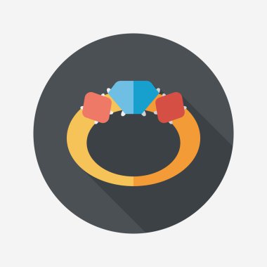 Elmas yüzük düz simgesi ile uzun gölge, eps10 teklif