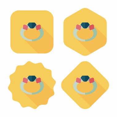 Elmas yüzük düz simgesi ile uzun gölge, eps10 teklif