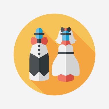 Düğün Çift düz simgesi ile uzun gölge, eps10