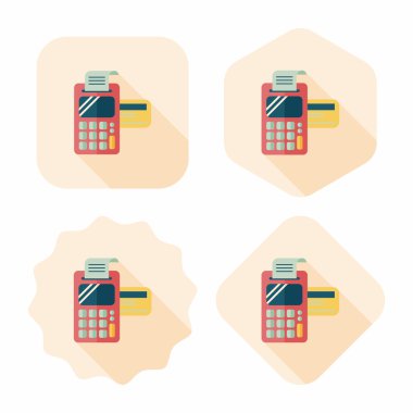 Uzun Gölge, eps10 ile alışveriş kredi kartı makine düz simgesi