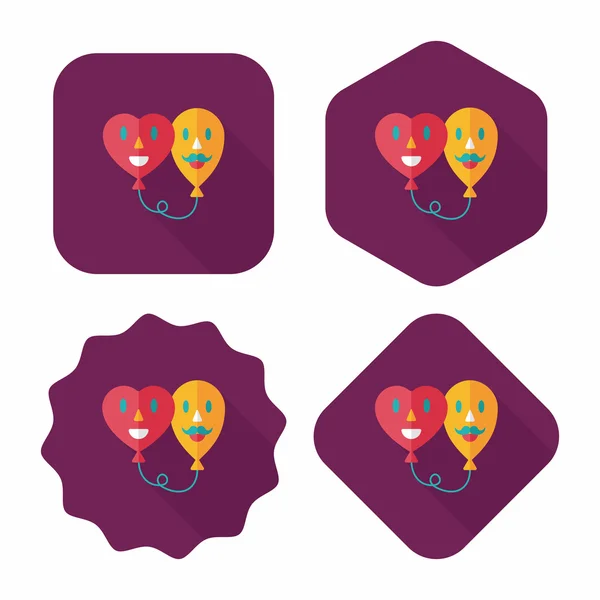 Aftelkalender voor Valentijnsdag ballons platte pictogram met lange schaduw, eps10 — Stockvector