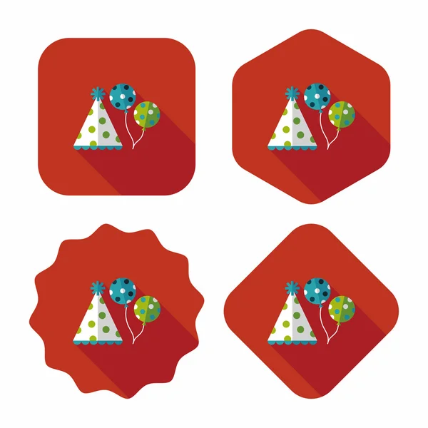 Chapeau de fête d'anniversaire icône plate avec ombre longue, eps10 — Image vectorielle