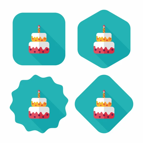 Verjaardag cake platte pictogram met lange schaduw, eps10 — Stockvector