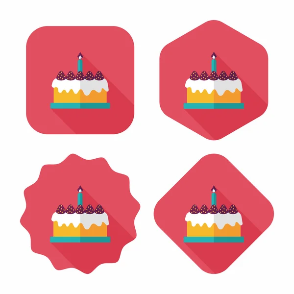 Verjaardag cake platte pictogram met lange schaduw, eps10 — Stockvector