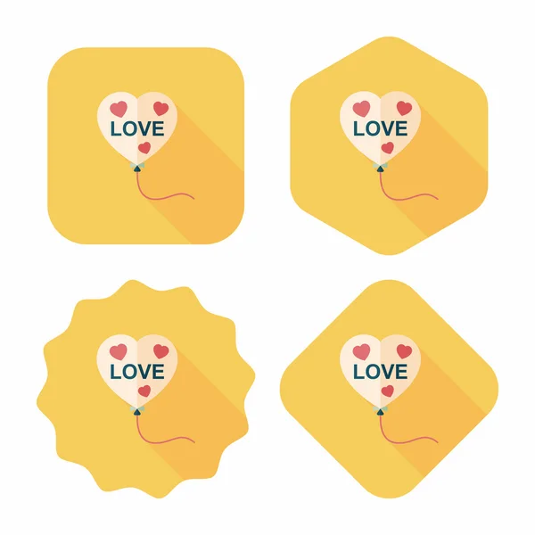 Love balloons flat icon with long shadow, eps10 — стоковый вектор