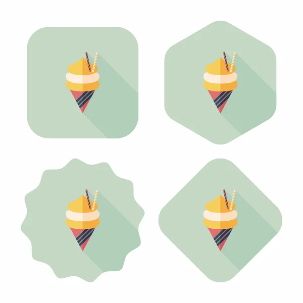 Ícone plano de sorvete com sombra longa, eps10 — Vetor de Stock