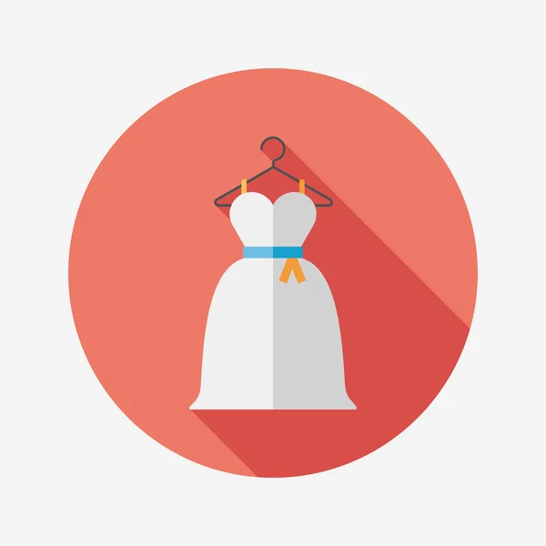 Robe de mariée icône plate avec ombre longue, eps10 — Image vectorielle
