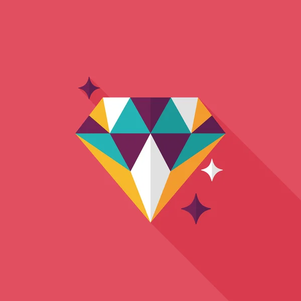 Proponer anillo de diamantes icono plano con sombra larga, eps10 — Vector de stock