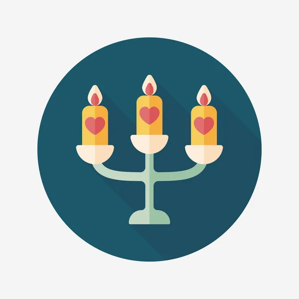 Bröllop candle innehavaren flat ikonen med långa skugga, eps10 — Stock vektor