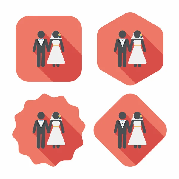 Pareja de boda icono plano con sombra larga, eps10 — Vector de stock