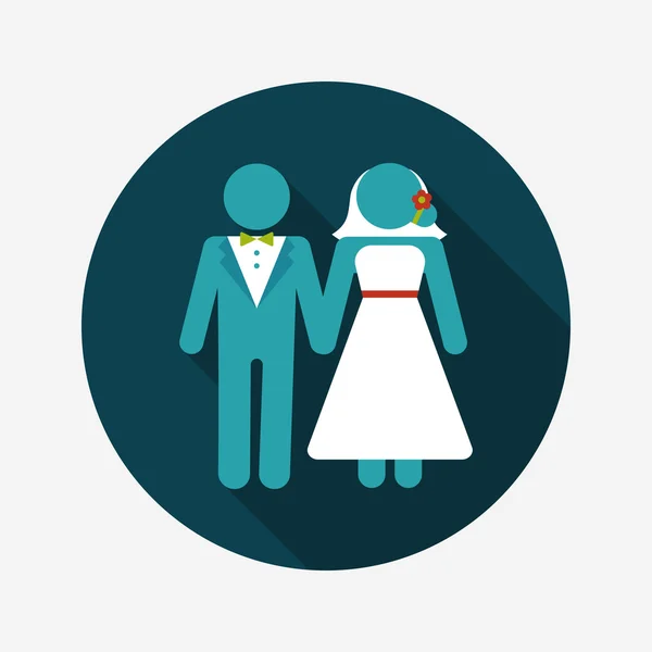 Pareja de boda icono plano con sombra larga, eps10 — Vector de stock