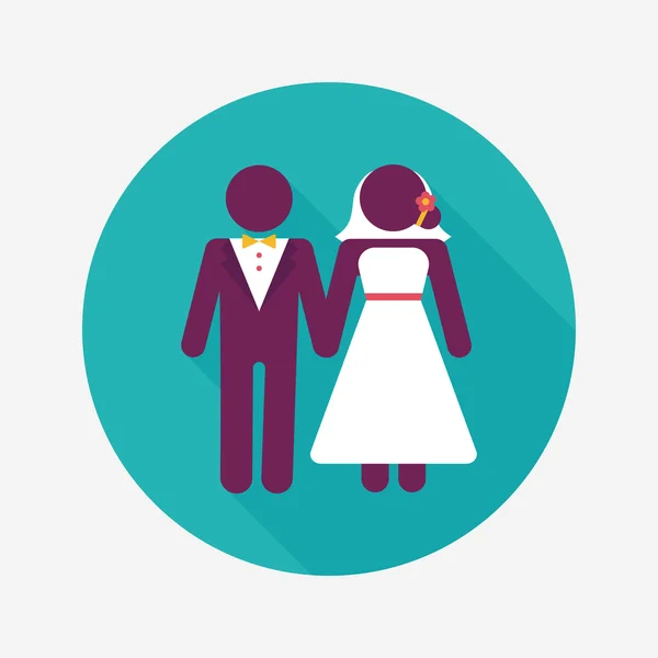 Pareja de boda icono plano con sombra larga, eps10 — Vector de stock