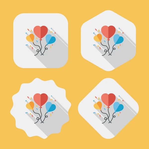 Bruiloft ballons platte pictogram met lange schaduw, eps10 — Stockvector