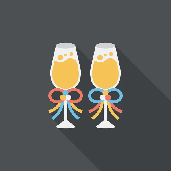 Matrimonio champagne icona piatta con lunga ombra, eps10 — Vettoriale Stock