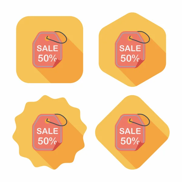Shopping Sale Preisschild flaches Symbol mit langem Schatten, eps10 — Stockvektor