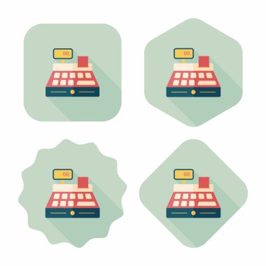 Yazar kasa düz simgesi uzun gölge, eps10 ile alışveriş