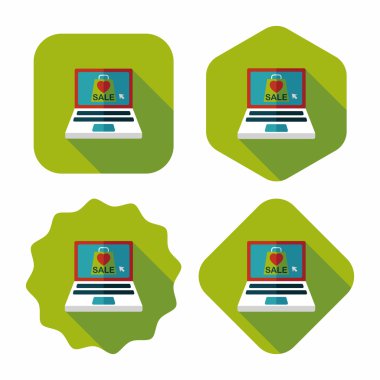 Uzun gölgeli online alışveriş simgesi, eps10