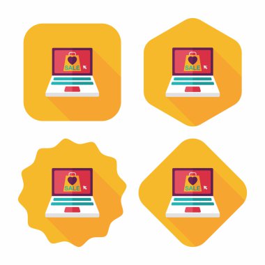 Uzun gölgeli online alışveriş simgesi, eps10