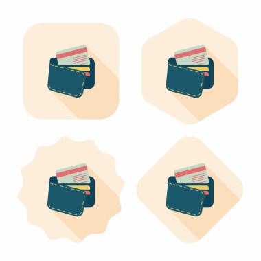 Uzun gölgeli alışveriş cüzdanı simgesi, eps10