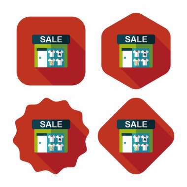 Satılık Mağaza uzun gölge, eps10 düz simgesiyle