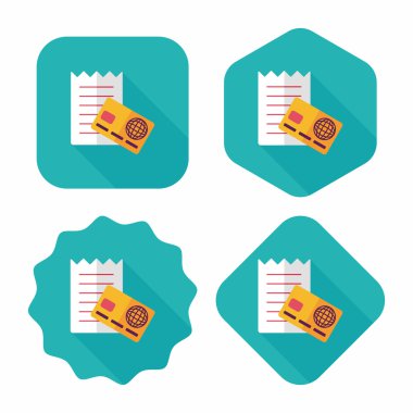 Uzun Gölge, eps10 ile alışveriş kredi kartı fatura düz simgesi