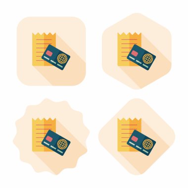 Uzun Gölge, eps10 ile alışveriş kredi kartı fatura düz simgesi