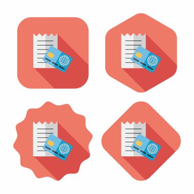 Uzun Gölge, eps10 ile alışveriş kredi kartı fatura düz simgesi