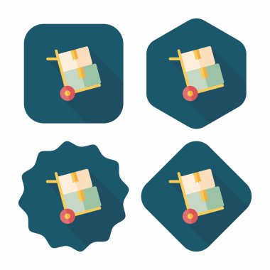 alışveriş arabası düz simgesi uzun gölge, eps10 ile işleme