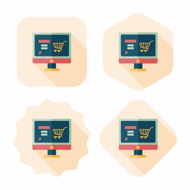 Uzun gölgeli online alışveriş simgesi, eps10