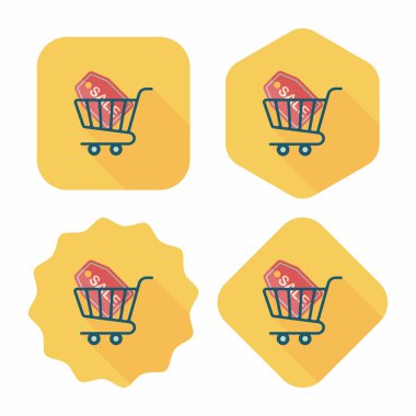 Uzun Gölge, eps10 ile alışveriş sepeti düz simgesi