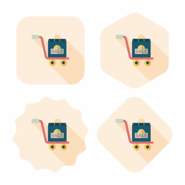 alışveriş arabası düz simgesi uzun gölge, eps10 ile işleme