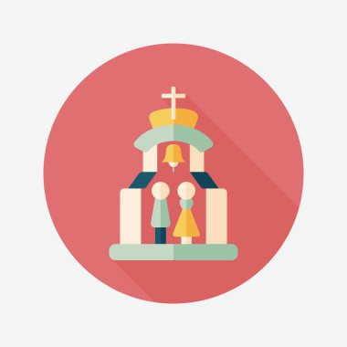 Uzun gölgeli Chruch Düz Simgesi 'nde düğün seremonisi.