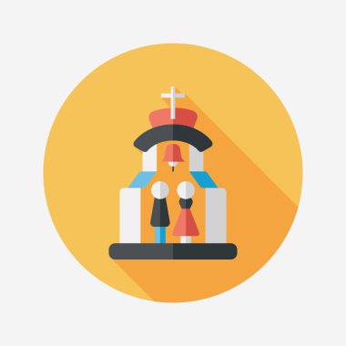 Uzun gölgeli Chruch Düz Simgesi 'nde düğün seremonisi.