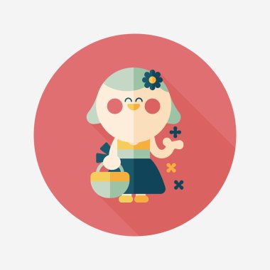 düğün çiçeği kız düz ikon, uzun gölge, eps10