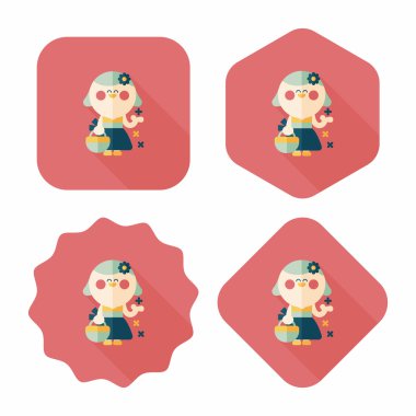 düğün çiçeği kız düz ikon, uzun gölge, eps10