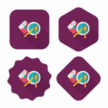 düğün davetiyesi ve bulaşık takımı düz simgesi, uzun gölge, eps10