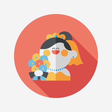 Gelinin düz ikonu, uzun gölgeli, eps10