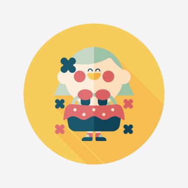 düğün çiçeği kız düz ikon, uzun gölge, eps10