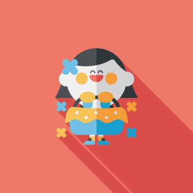 düğün çiçeği kız düz ikon, uzun gölge, eps10