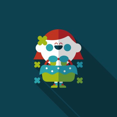 düğün çiçeği kız düz ikon, uzun gölge, eps10