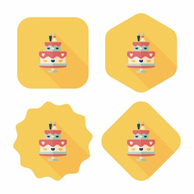 Düğün pastası uzun gölge, eps10 düz simgesiyle