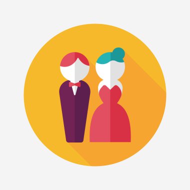 Düğün Çift düz simgesi ile uzun gölge, eps10