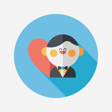 Düğün damat uzun gölge, eps10 düz simgesiyle